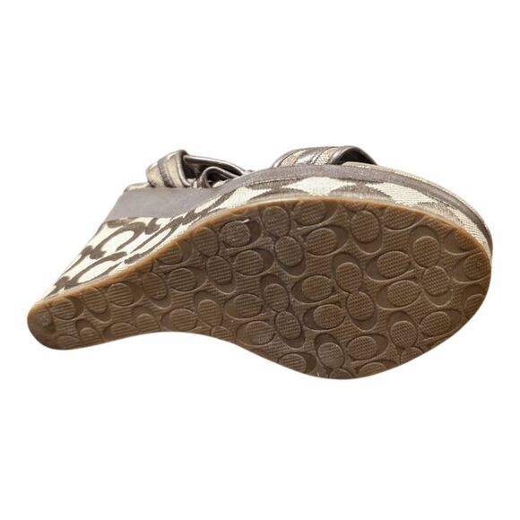 COACH Maralee Brown Signature Ankle Strap Wedge Sandal Size 5.5B - Picture 9 of 10